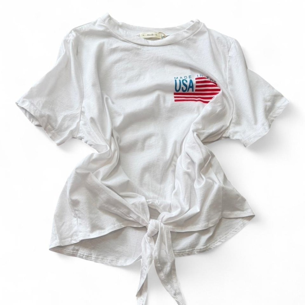 Made in USA Tie Front Tee, Women's Size M